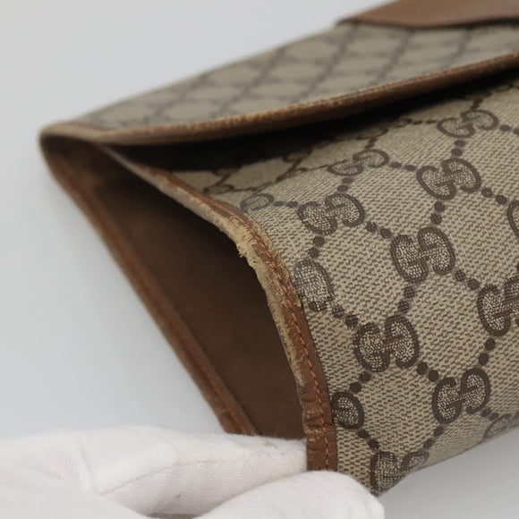 GUCCI GG Supreme Web Sherry Line Clutch Bag PVC Beige Gold 89 01 031 Auth 139970