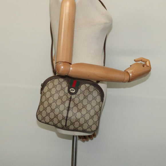 GUCCI GG Supreme Web Sherry Line Bag PVC Beige Gold 904 02 047 Auth 139971