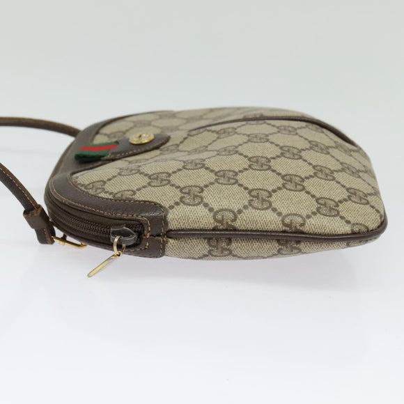 GUCCI GG Supreme Web Sherry Line Bag PVC Beige Gold 904 02 047 Auth 139971