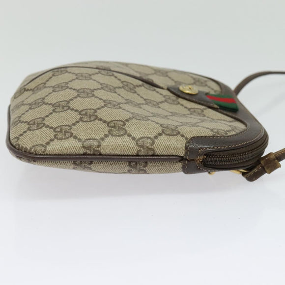 GUCCI GG Supreme Web Sherry Line Bag PVC Beige Gold 904 02 047 Auth 139971