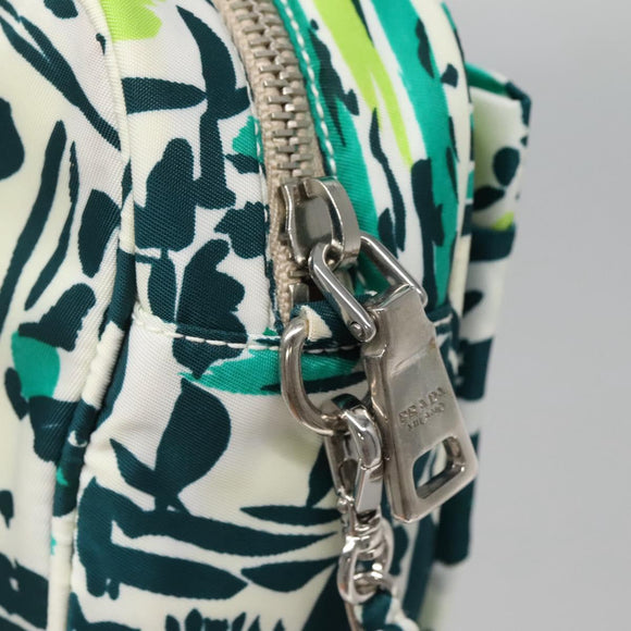 PRADA Chain Shoulder Bag Nylon Green Silver Auth 139976