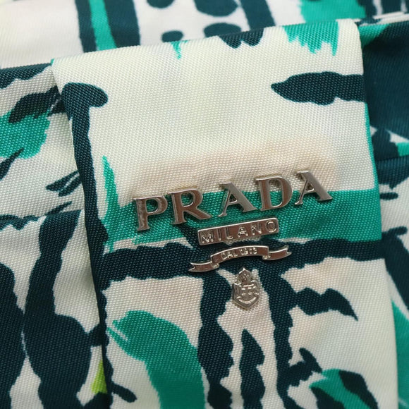 PRADA Chain Shoulder Bag Nylon Green Silver Auth 139976