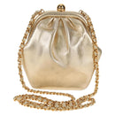 CHANEL Chain Shoulder Bag Leather Gold CC Auth 139977V-2