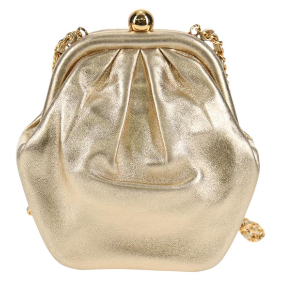 CHANEL Chain Shoulder Bag Leather Gold CC Auth 139977SAV