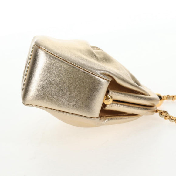 CHANEL Chain Shoulder Bag Leather Gold CC Auth 139977SAV