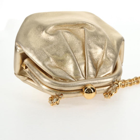 CHANEL Chain Shoulder Bag Leather Gold CC Auth 139977SAV