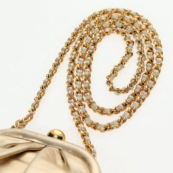 CHANEL Chain Shoulder Bag Leather Gold CC Auth 139977SAV