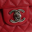 CHANEL Chain Shoulder Bag Caviar Skin Red Silver CC Auth 139978SM-19