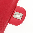 CHANEL Chain Shoulder Bag Caviar Skin Red Silver CC Auth 139978M-21