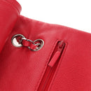 CHANEL Chain Shoulder Bag Caviar Skin Red Silver CC Auth 139978SM-21