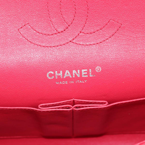 CHANEL Chain Shoulder Bag Caviar Skin Red Silver CC Auth 139978SM
