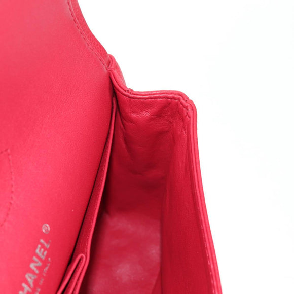 CHANEL Chain Shoulder Bag Caviar Skin Red Silver CC Auth 139978M