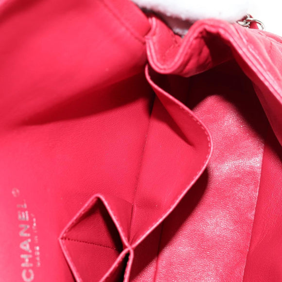 CHANEL Chain Shoulder Bag Caviar Skin Red Silver CC Auth 139978SM