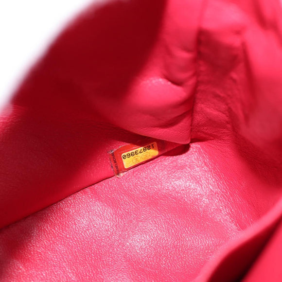 CHANEL Chain Shoulder Bag Caviar Skin Red Silver CC Auth 139978M