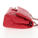 CHANEL Chain Shoulder Bag Caviar Skin Red Silver CC Auth 139978M-5