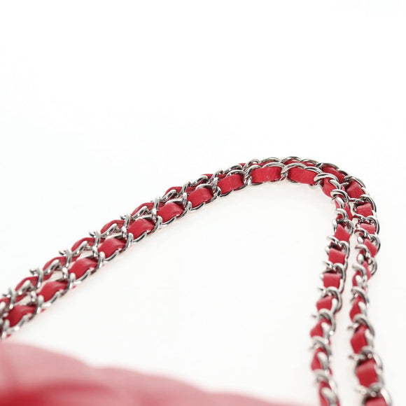 CHANEL Chain Shoulder Bag Caviar Skin Red Silver CC Auth 139978M