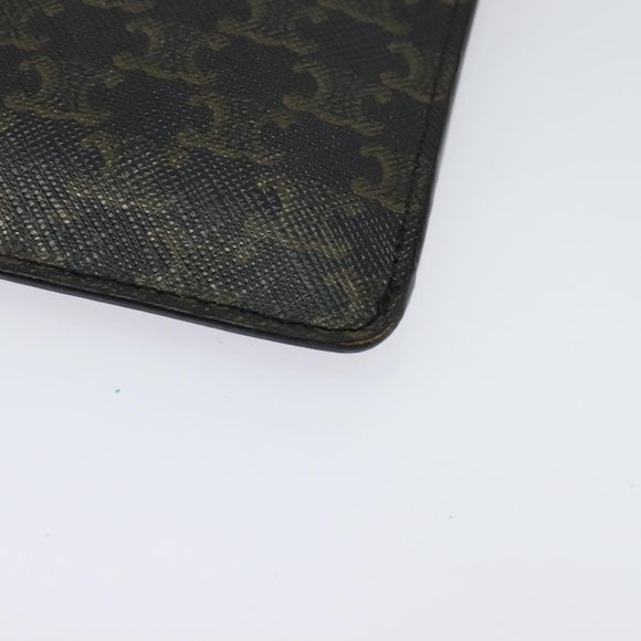 CELINE Triomphe Phone Holder Shoulder Bag PVC Leather Black Auth 139988