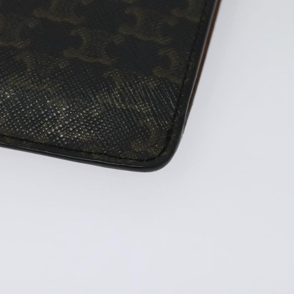 CELINE Triomphe Phone Holder Shoulder Bag PVC Leather Black Auth 139988