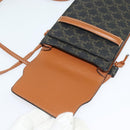 CELINE Triomphe Phone Holder Shoulder Bag PVC Leather Black Auth 139988-15