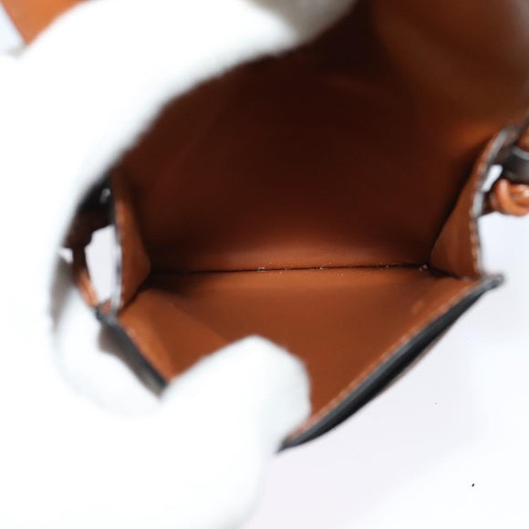 CELINE Triomphe Phone Holder Shoulder Bag PVC Leather Black Auth 139988