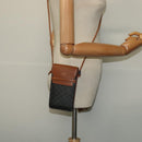 CELINE Triomphe Phone Holder Shoulder Bag PVC Leather Black Auth 139988-22