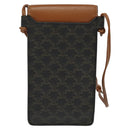 CELINE Triomphe Phone Holder Shoulder Bag PVC Leather Black Auth 139988-3