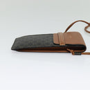 CELINE Triomphe Phone Holder Shoulder Bag PVC Leather Black Auth 139988-5