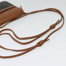 CELINE Triomphe Phone Holder Shoulder Bag PVC Leather Black Auth 139988-7