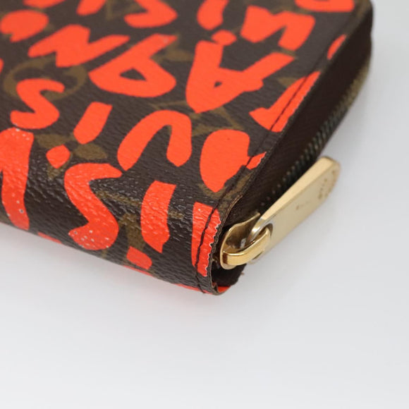 LOUIS VUITTON Monogram Graffiti Zippy Wallet Long Orange M93711 LV Auth 139993V