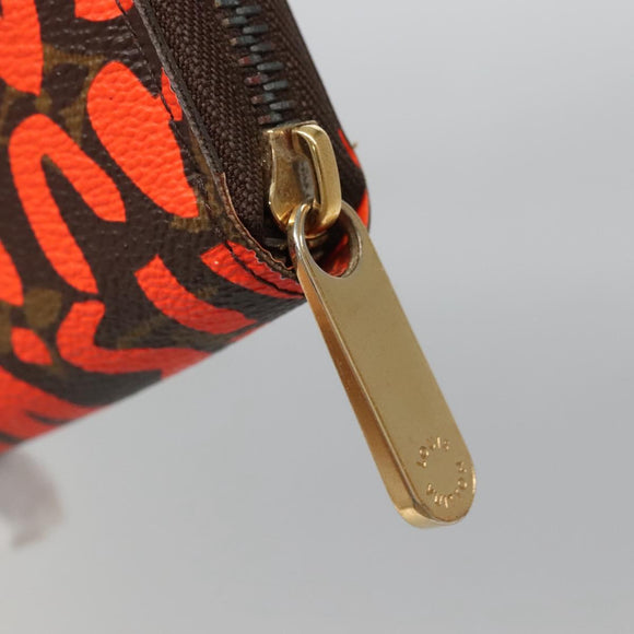 LOUIS VUITTON Monogram Graffiti Zippy Wallet Long Orange M93711 LV Auth 139993V