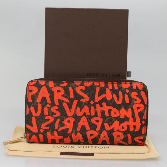 LOUIS VUITTON Monogram Graffiti Zippy Wallet Long Orange M93711 LV Auth 139993V