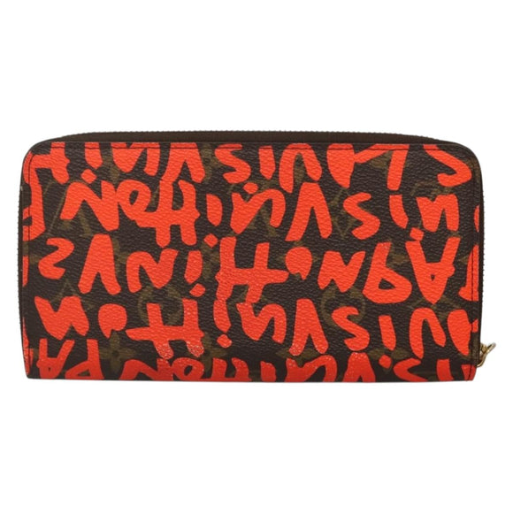 LOUIS VUITTON Monogram Graffiti Zippy Wallet Long Orange M93711 LV Auth 139993V