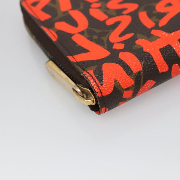 LOUIS VUITTON Monogram Graffiti Zippy Wallet Long Orange M93711 LV Auth 139993V