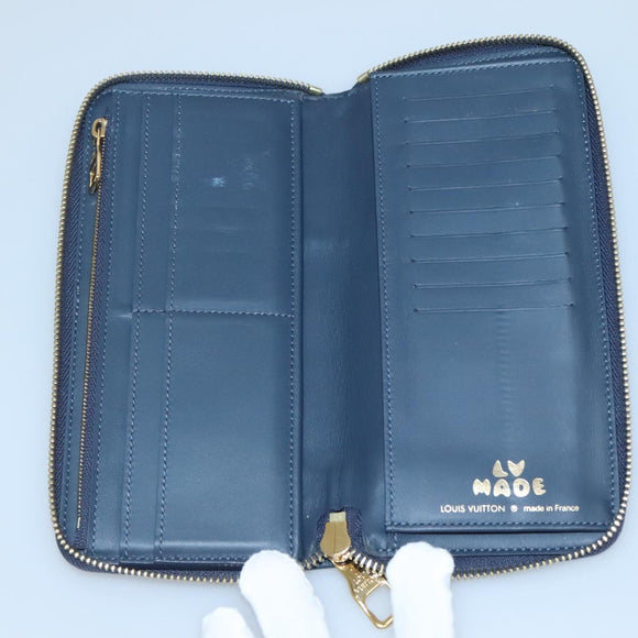 LOUIS VUITTON x NIGO LV Squared Zippy Wallet Blue M81107 LV Auth 139994