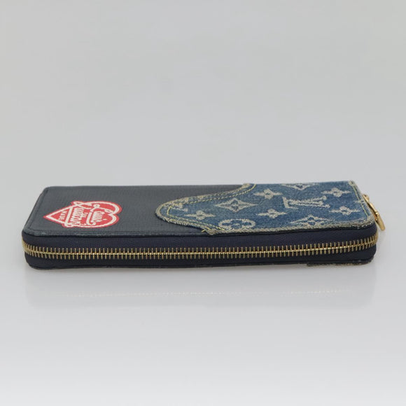 LOUIS VUITTON x NIGO LV Squared Zippy Wallet Blue M81107 LV Auth 139994