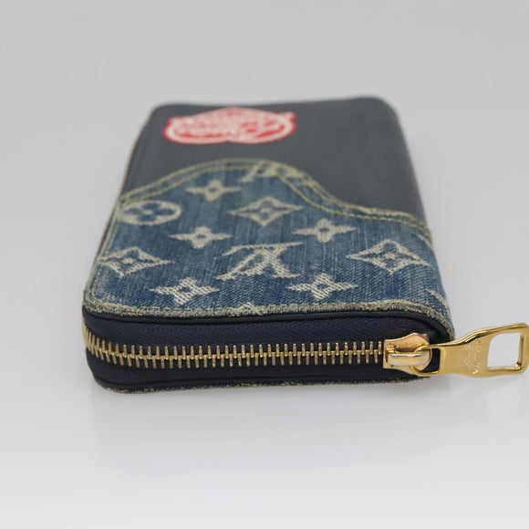 LOUIS VUITTON x NIGO LV Squared Zippy Wallet Blue M81107 LV Auth 139994