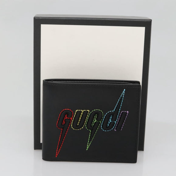 GUCCI Compact wallet Wallet Leather Black 597674 Auth 139999M