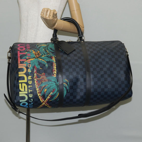 LOUIS VUITTON Damier Cobalt Keepall Bandouliere 55 Bag N41356 LV Auth 140002SM