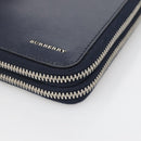 BURBERRY Travel Case Leather Navy Silver Auth 140004-8