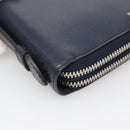 BURBERRY Travel Case Leather Navy Silver Auth 140004-15