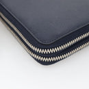 BURBERRY Travel Case Leather Navy Silver Auth 140004-17