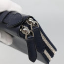 BURBERRY Travel Case Leather Navy Silver Auth 140004-9