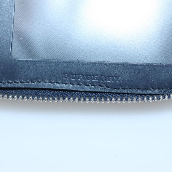BURBERRY Travel Case Leather Navy Silver Auth 140004