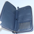 BURBERRY Travel Case Leather Navy Silver Auth 140004-10