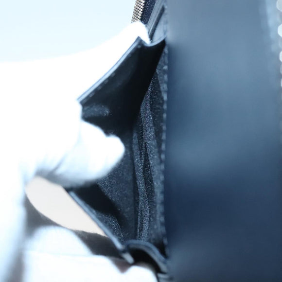 BURBERRY Travel Case Leather Navy Silver Auth 140004