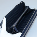 BURBERRY Travel Case Leather Navy Silver Auth 140004-22