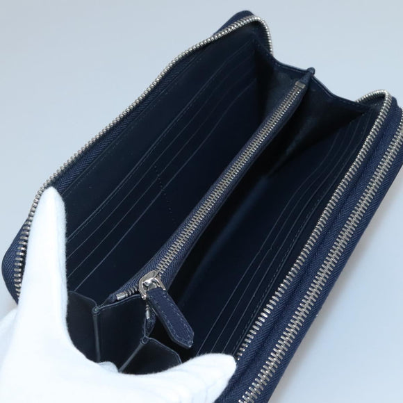 BURBERRY Travel Case Leather Navy Silver Auth 140004