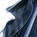 BURBERRY Travel Case Leather Navy Silver Auth 140004-23