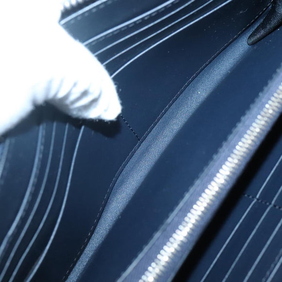 BURBERRY Travel Case Leather Navy Silver Auth 140004