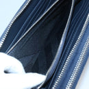 BURBERRY Travel Case Leather Navy Silver Auth 140004-12